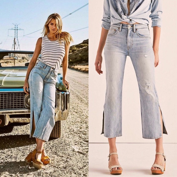 Lucky Brand Denim - LUCKY PINS VINTAGE HIGH RISE SIDE SLIT JEAN Size 4 / 27 - Boho Lucky Brand Flare